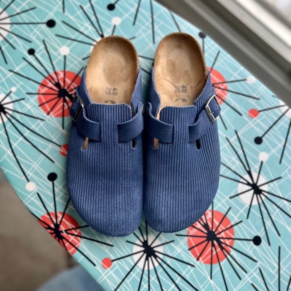 Birkenstock Boston Suede Embossed Corduroy Indigo Size 40 Medium/Narrow *NWOT* - Picture 14 of 15